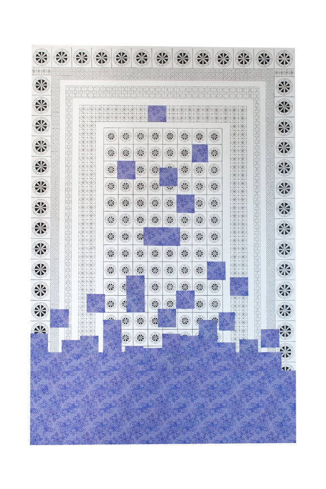 Tetris n°2, 195x130cm, collage et acrylique sur toile, 2020