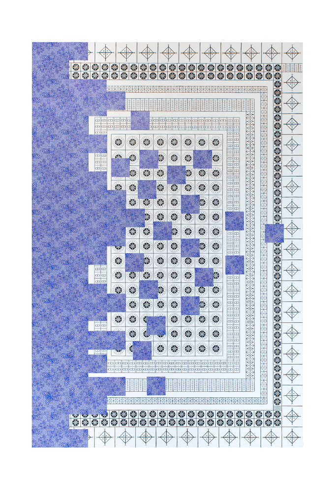Tetris n°3, 195x130cm, collage et acrylique sur toile, 2020