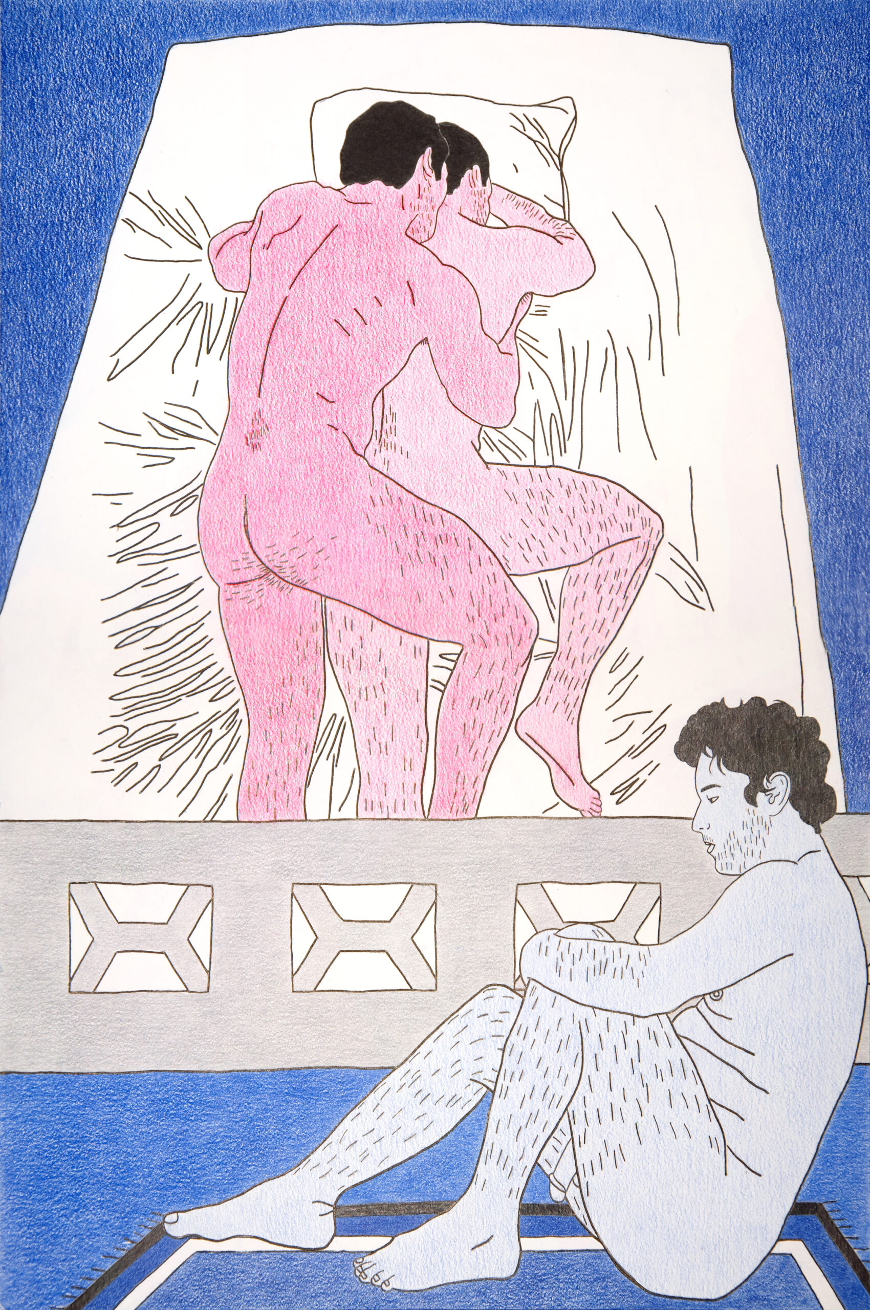 The Dreamer n°2, 42x29,7 cm, crayons de couleurs et encre sur papier, 2021